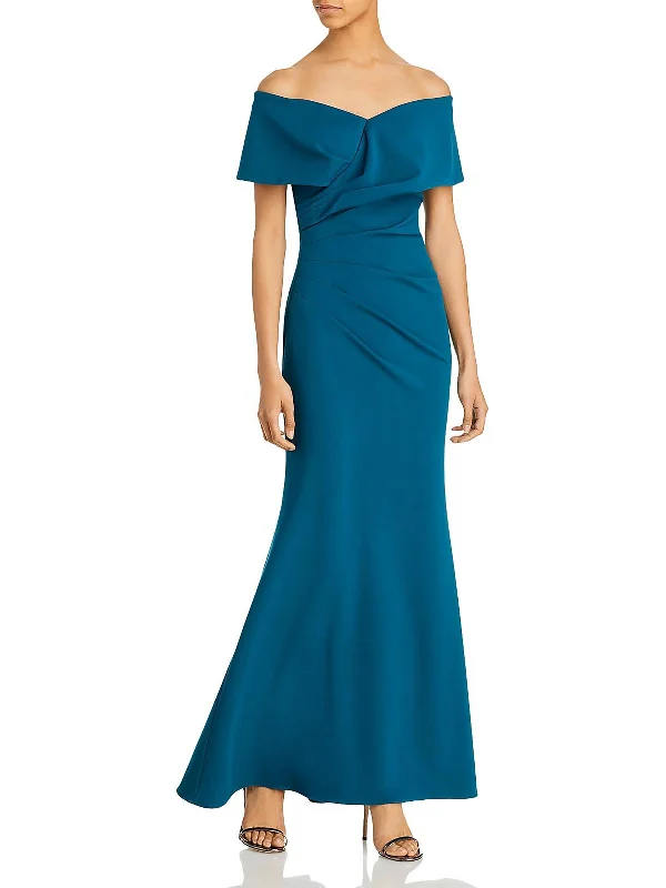 Womens Cuff Wrap Off-The-Shoulder Evening Dress