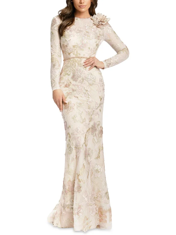 Womens Embroidered Long Evening Dress