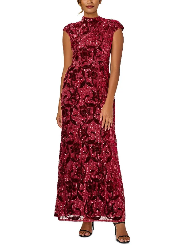 Womens Embroidered Maxi Evening Dress