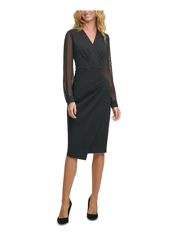 Womens Illusion Asymmetrical Wear to Work Dress