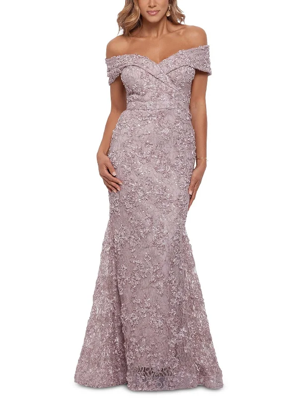 Womens Lace Sequined Evening Dress