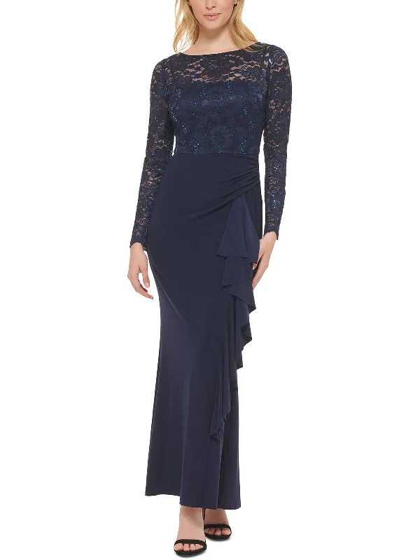 Womens Lace Sequined Evening Dress