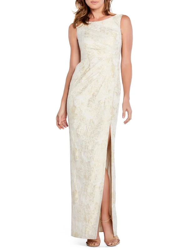 Womens Metallic Maxi Evening Dress