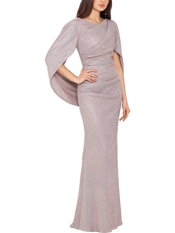 Womens Metallic Maxi Evening Dress