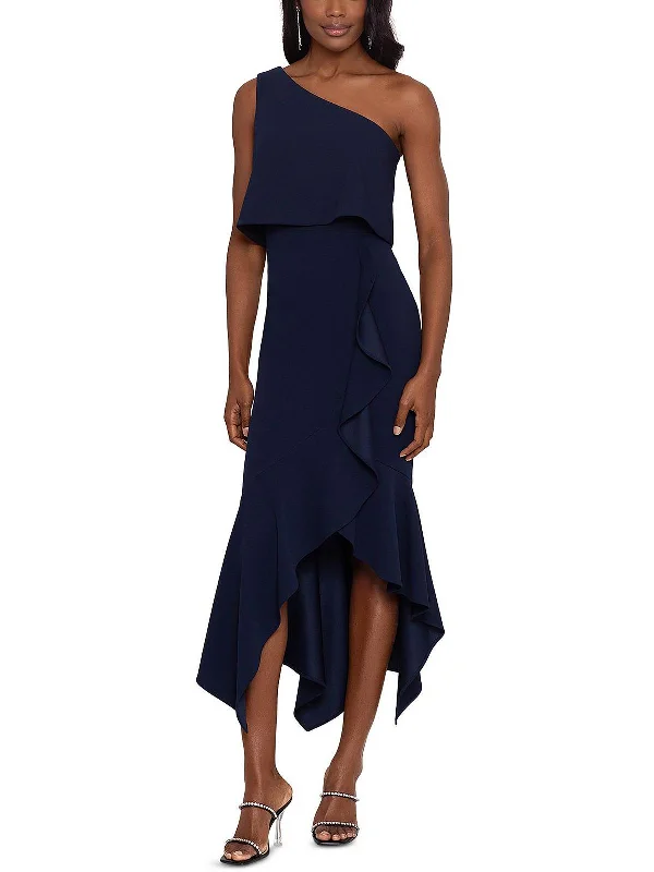 Womens One Shoulder Pop Over Cocktail and Party Dress