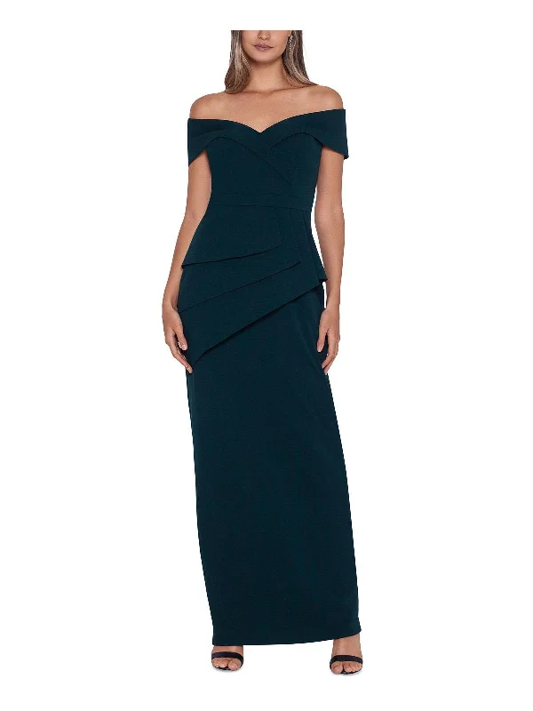 Womens Peplum Maxi Evening Dress