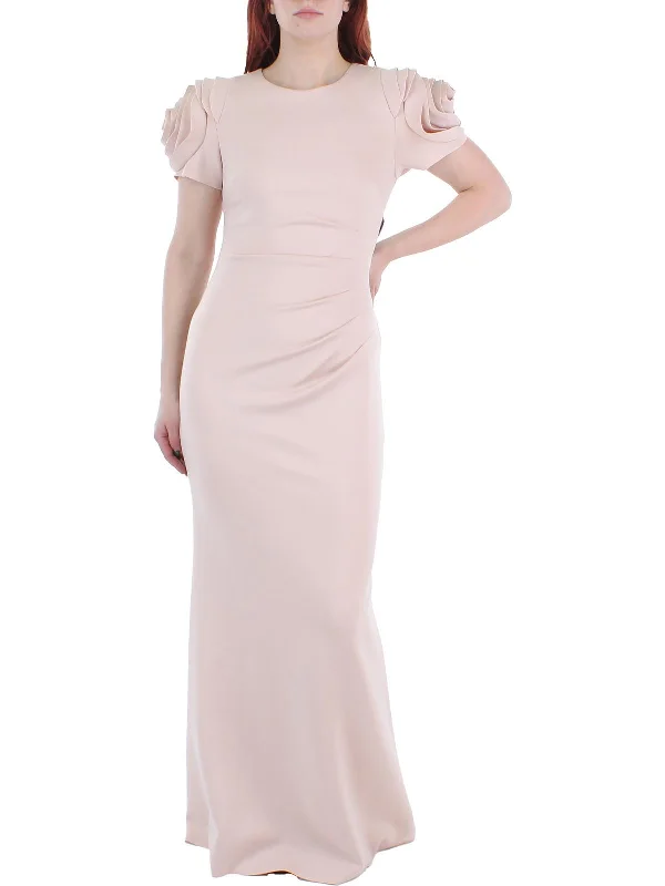 Womens Ruched Fit & Flare Evening Dress