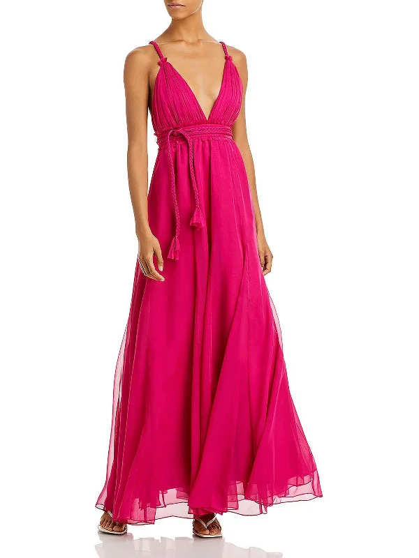 Womens Ruched Maxi Cocktail and Party Dress