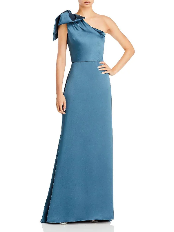 Womens Satin A-Line Evening Dress