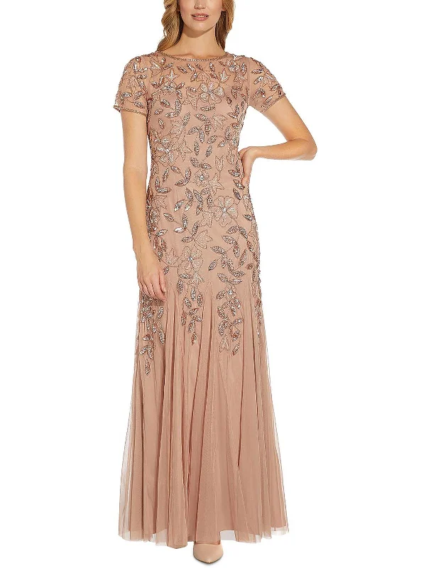 Womens Sequined Maxi Evening Dress