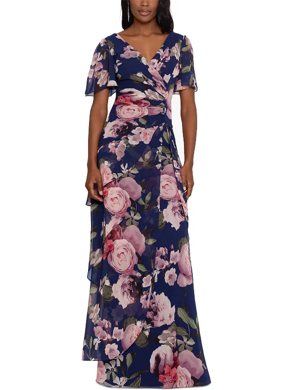 Womens Surplice Tiered Maxi Dress