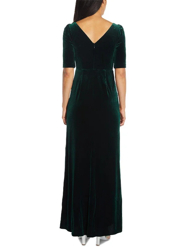 Womens Velvet Hi-Low Evening Dress