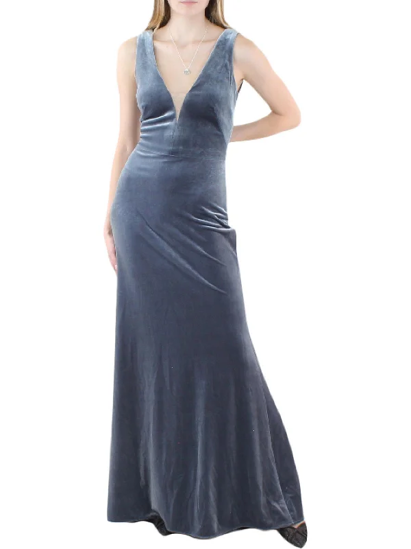 Womens Velvet Long Evening Dress