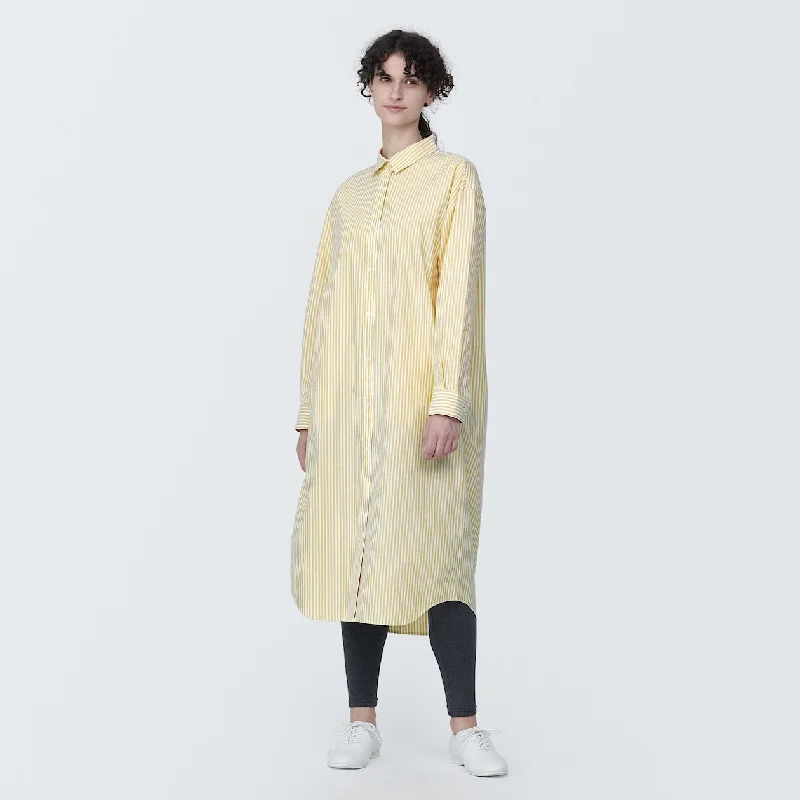 Washed Broadcloth Long Sleeve Shirt Dress