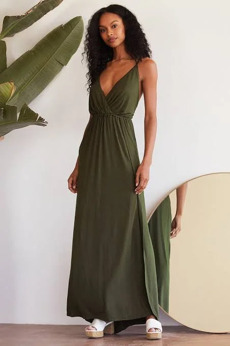 Wrap Overlap Maxi Dress Olive