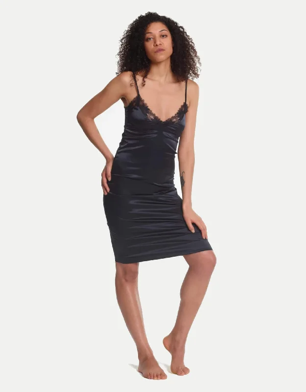 Annabelle Satin Slip Dress Black