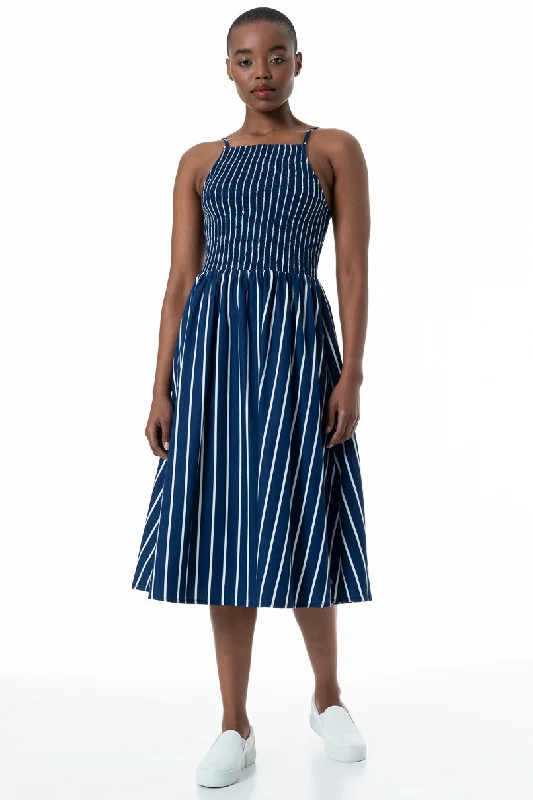 Fit And Flare Striped Dress _ 152892 _ Blue