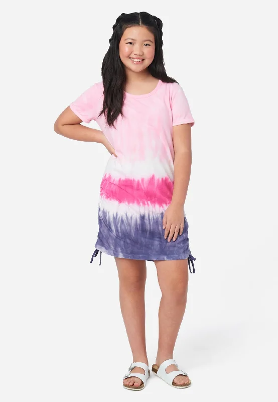 Tie-Dye Ruched T-Shirt Dress