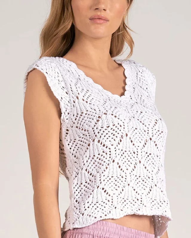 2024 Elan Crochet Cap Sleeve Top - Sw11223