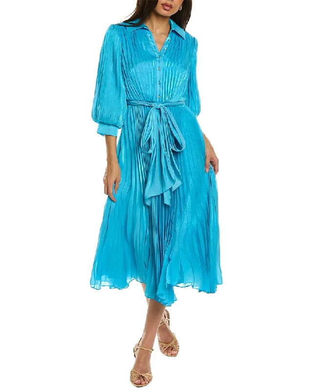 Badgley Mischka Shiny Chiffon Shirtdress