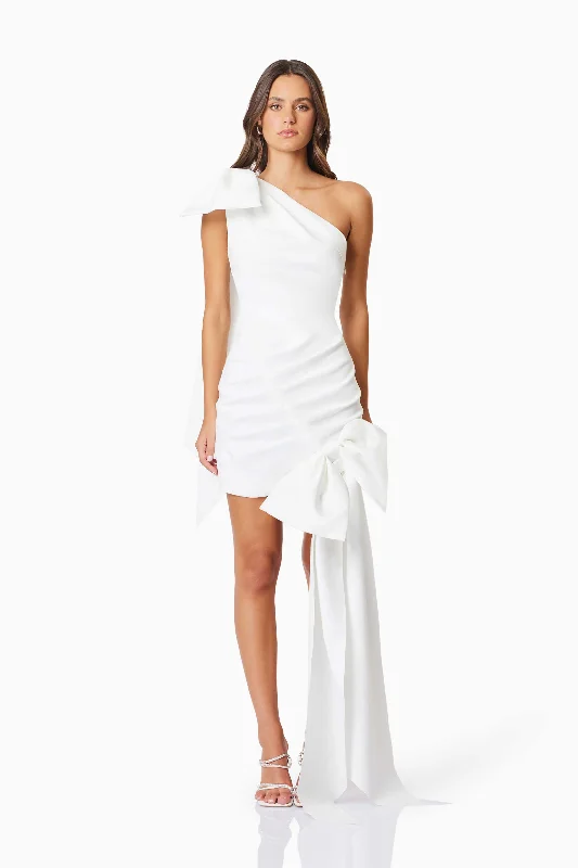 Bethany Mini Bow Party Dress In White