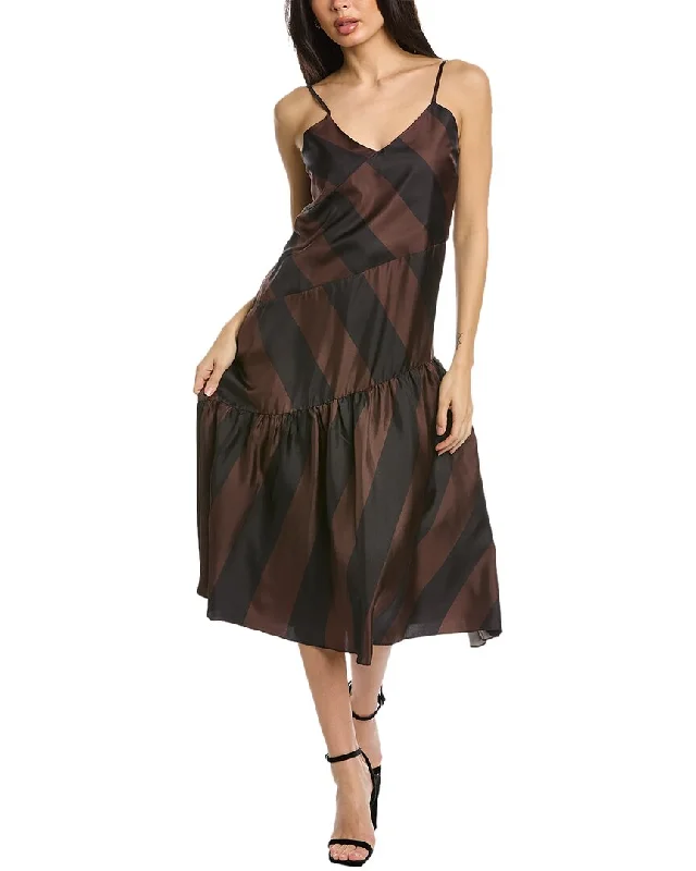 Cynthia Rowley Striped Silk Slip Dress