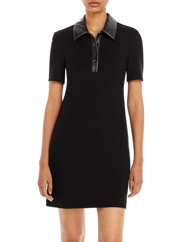 Jay Womens Faux Trim Mini Shirtdress