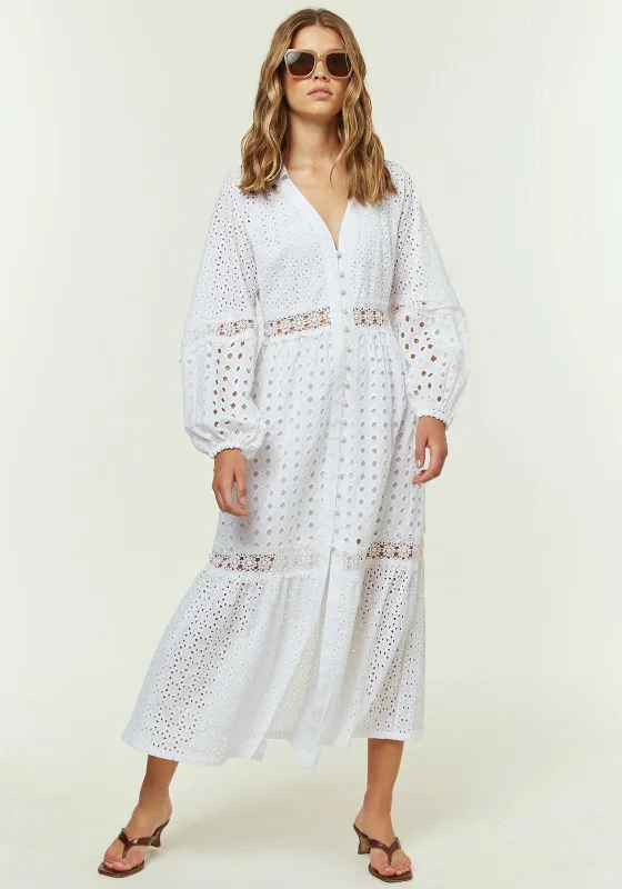 Jovonna Ciella Lace Maxi Shirt Dress, White