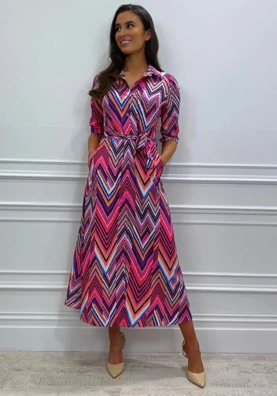 Kate & Pippa Luca Missoni Pattern Maxi Shirt Dress, Pink Multi