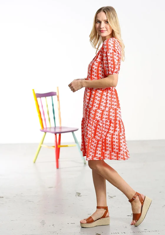 Rant & Rave Casey Triangle Print Shirt Dress, Coral