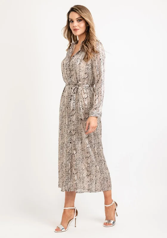 Seventy1 Snake Print Maxi Shirt Dress, Beige Multi