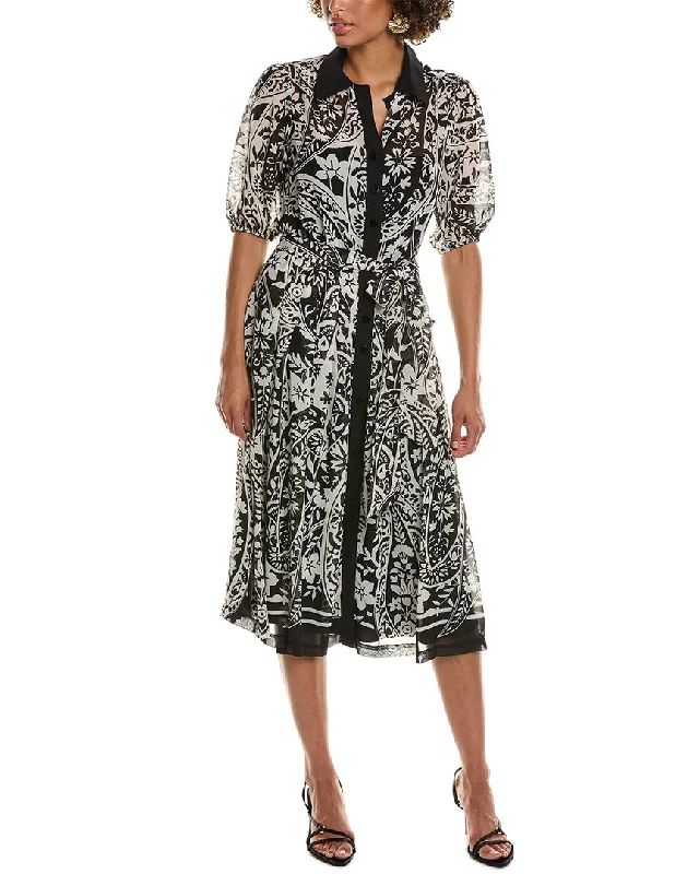 Teri Jon by Rickie Freeman Chiffon Print Shirtdress