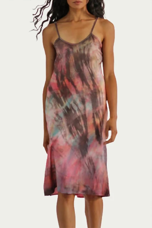 Tie-Dyed Silk Charmeuse Slip Dress in Multi