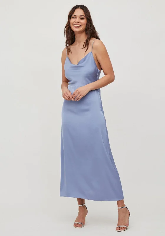 Vila Deep Back Slip Maxi Dress, Blue