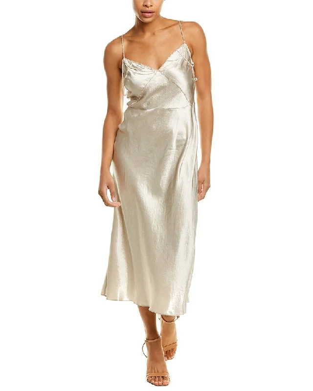 Vince Draped Beads V-Neck Slip Dress