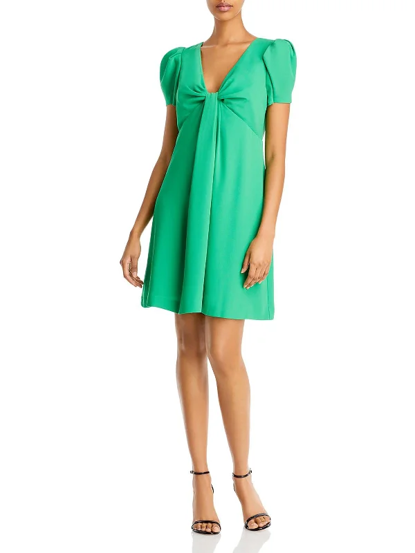 Womens Knot-Front Mini Cocktail and Party Dress