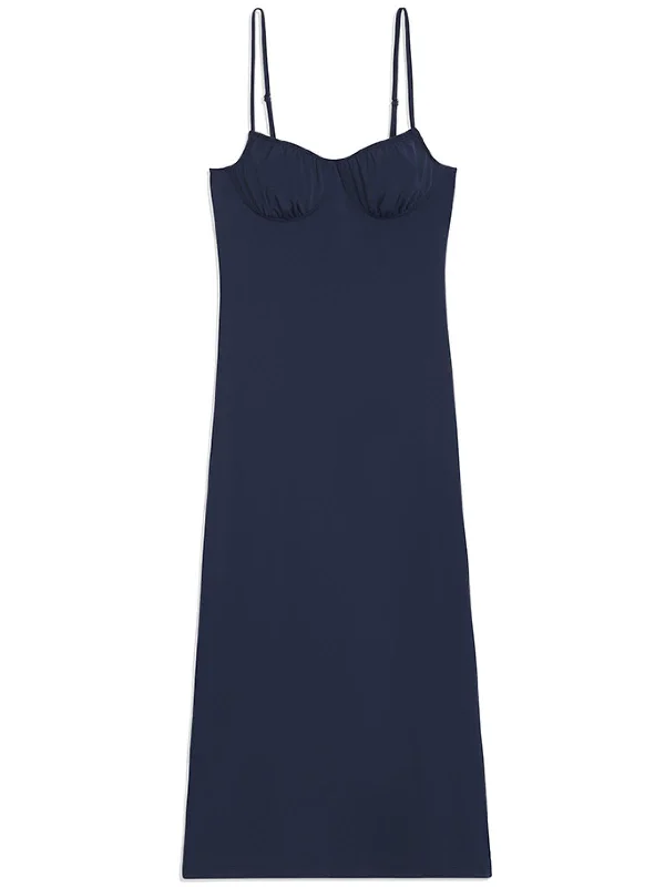 Womens Ruched Sleeveless Slip Dress