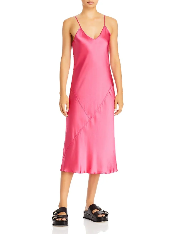 Womens Silk V Neck Slip Dress