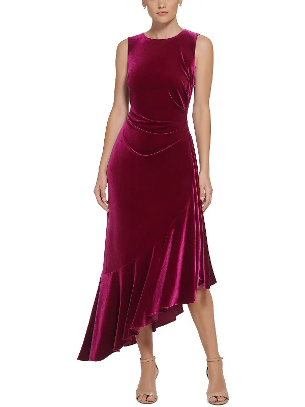 Womens Velvet Long Cocktail and Party Dress