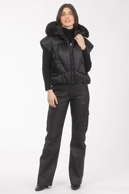 Après-Ski Vest with Detachable Toscana Shearling Lamb Hood Trim