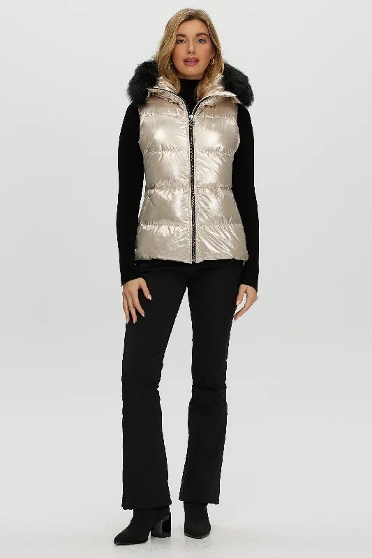 Après-Ski Vest with Detachable Toscana Shearling Lamb Hood Trim