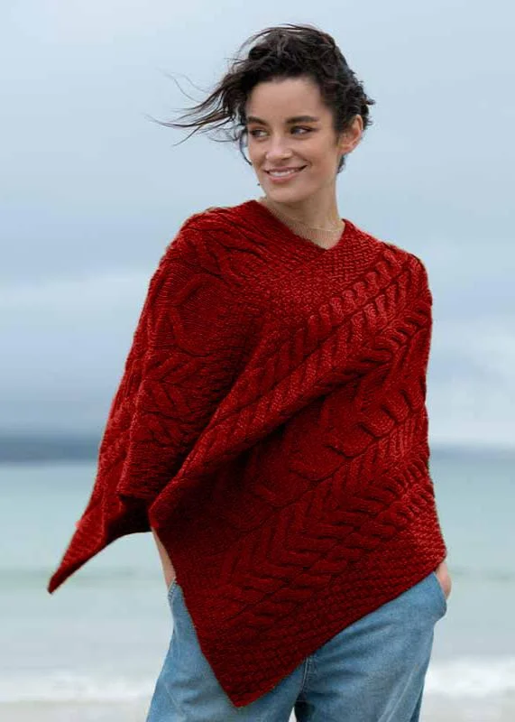 Aran Super Soft Poncho | Rua Red