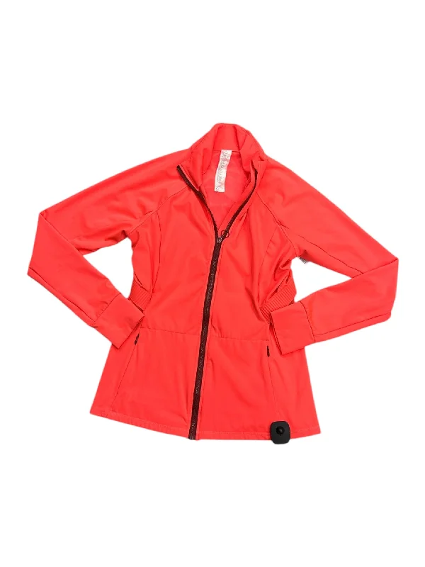 Athletic Jacket By Fabletics In Orange, Size: L