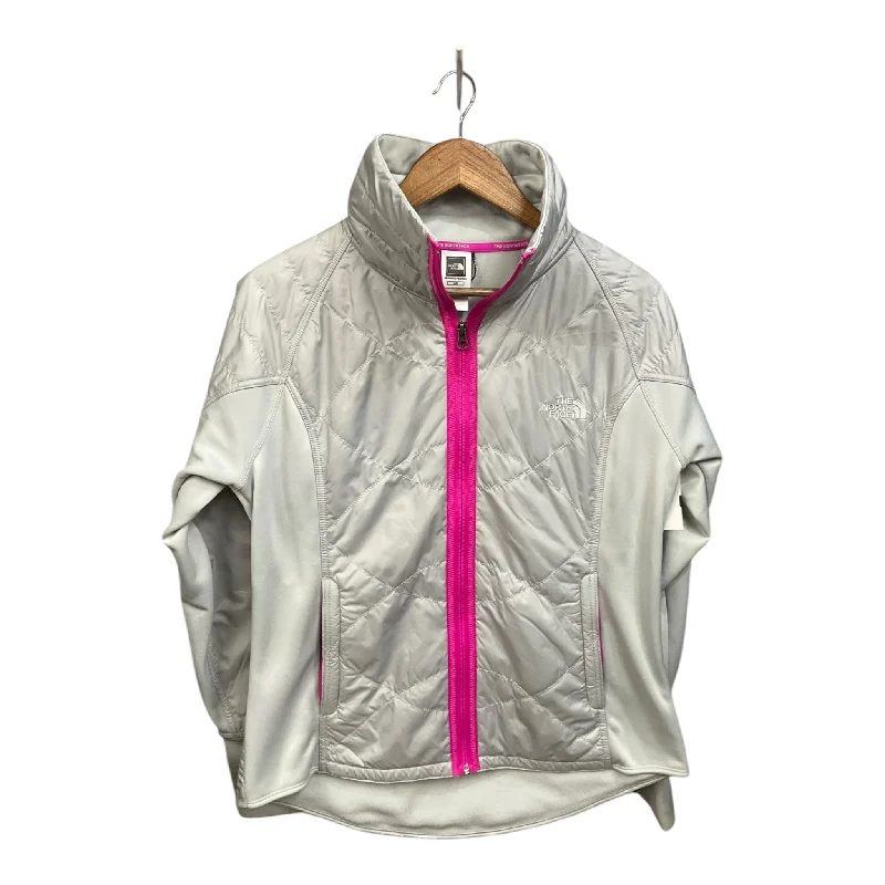 Athletic Jacket By The North Face In Grey & Pink, Size: L