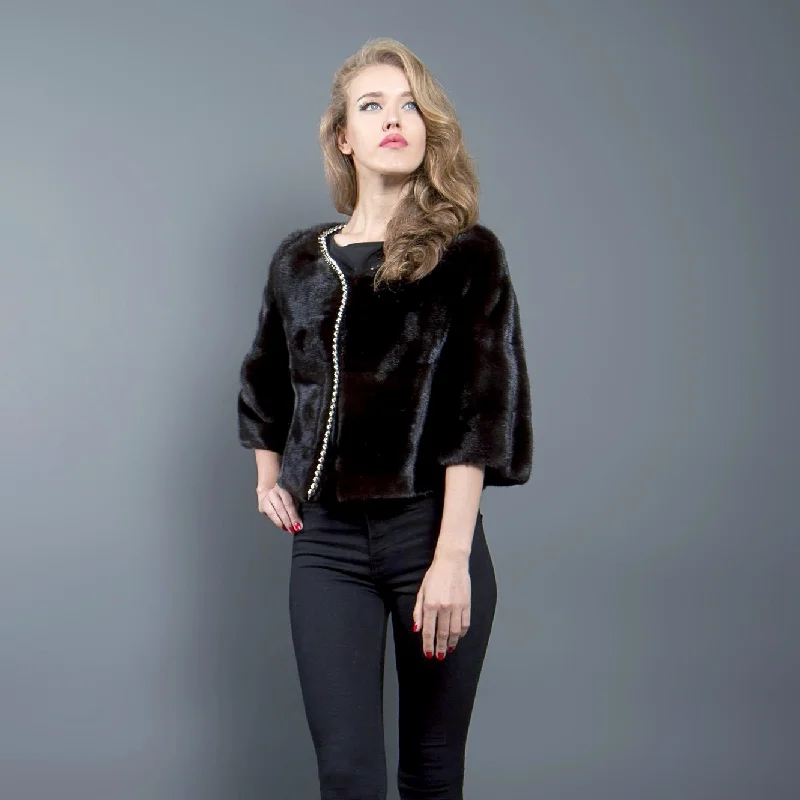 Mink Fur Jacket with Gold Trim