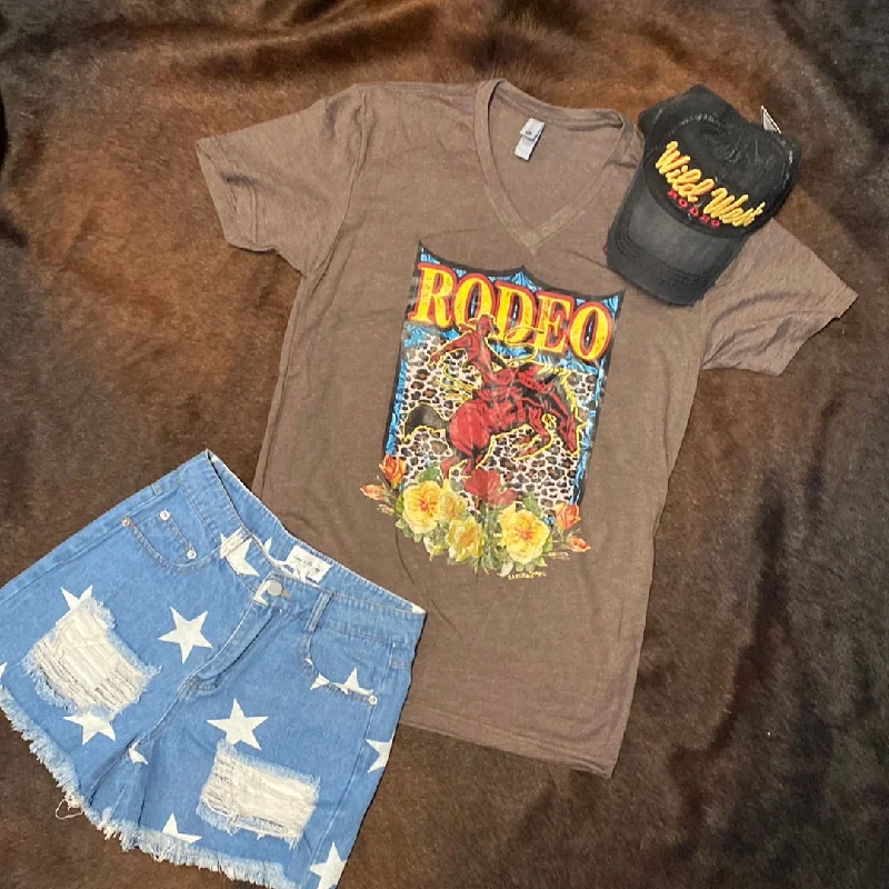 Rodeo Bucking Bronc V-neck  T-shirt