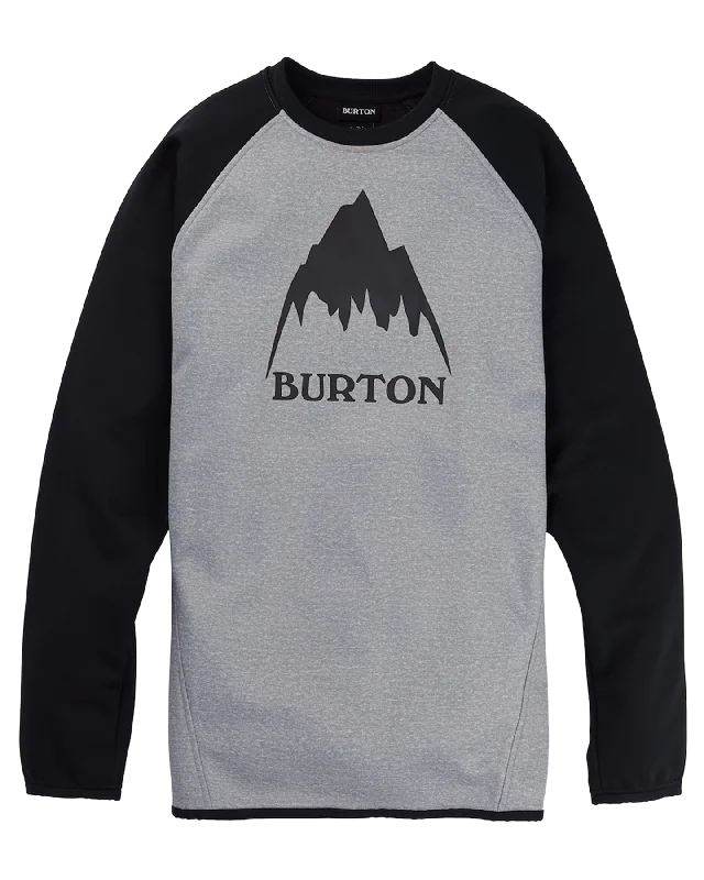 Burton Men's Crown Weatherproof Pullover Crewneck Fleece - Gray Heather/True Black