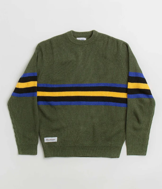 Butter Goods Stripe Knitted Sweatshirt - Ivy