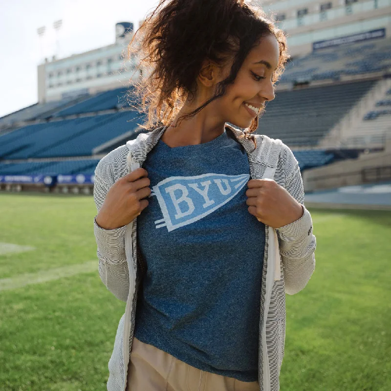 BYU Boyfriend Tee, Navy Tilt Flag