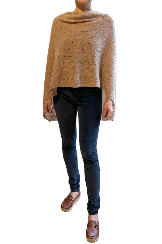 Camel cashmere poncho Multiway